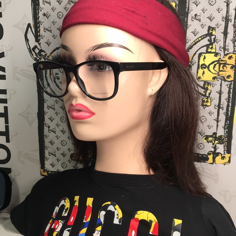 Luxury New Authentic Gucci GG1344O 005 Black Square Eyeglasses
